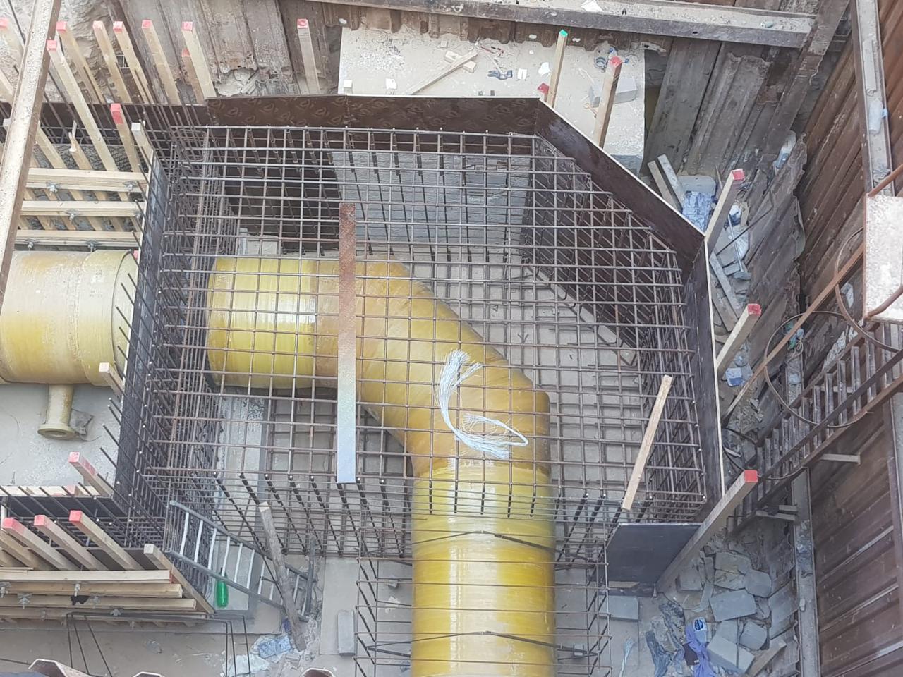 Pipeline assembly with flanges and valves prepared for installation at a utility project